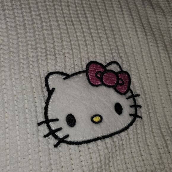Hello Kitty Knit Cardigan Sweater White Pink Women’s Large - Picture 4 of 8